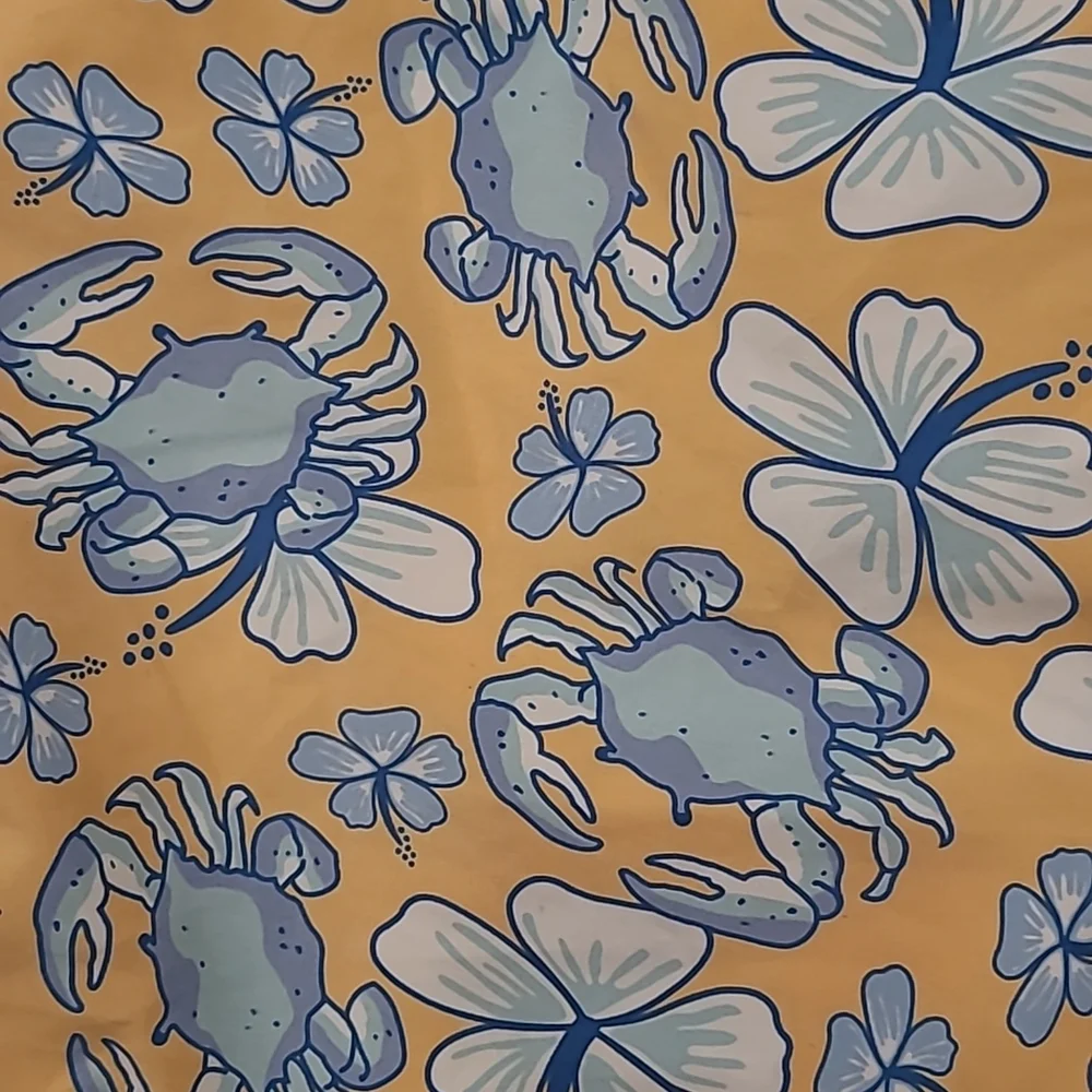 VINEYARD VINES Pastel‎ Gold Blue Crabs Floral Pattern Sz XL Swim Board Shorts